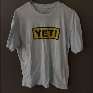 Yeti Logo Short-Sleeve T-Shirt Mens Size Large Light Blue Logo Block Retro